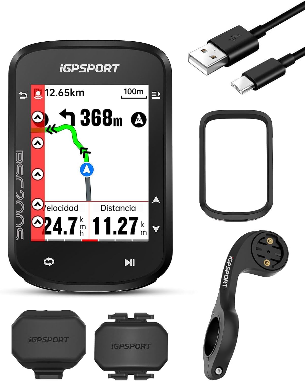 iGPSPORT BSC200S GPS Ciclocomputer Navigazione Percorso Colori Schermo Computer Funzione Guida Continua Rilevamento Movimento Navigazione One-Touch Compatibile Radar Fanale Posteriore