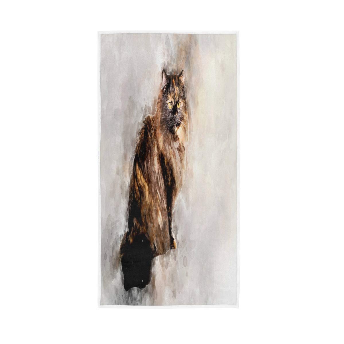 HUYGD Hand Towels Cotton Watercolor Animal Cat Soft Towel Multipurpose Bathroom Beach Towel for Home Kitchen Swim Spa Gym, 30x15 inch