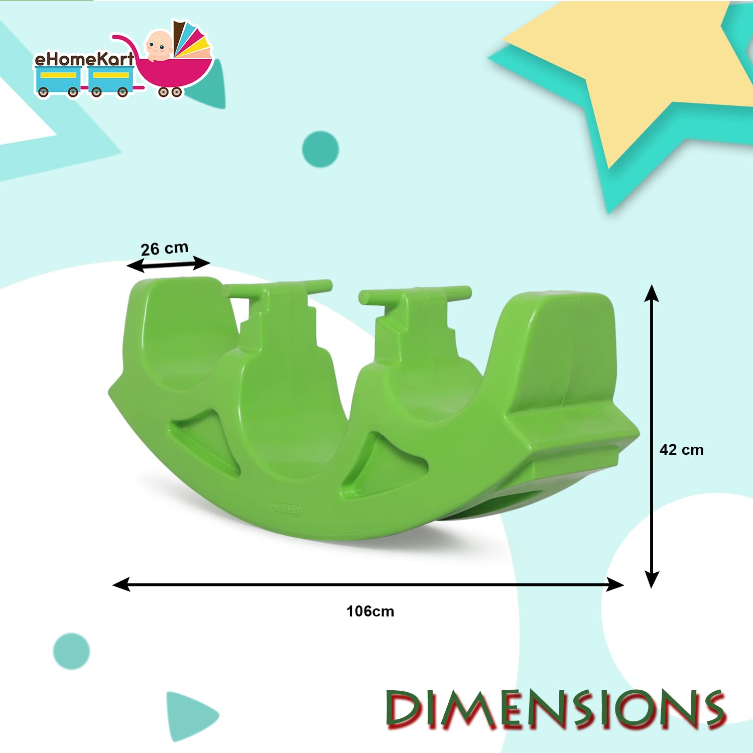 eHomeKart Playgro 3 In 1 See Saw Tunnel Rocker For Kids -Green, 2 In 1 Tunnel And Rocker For Indoors And Outdoors Toy For Boys And Girls Of Age 1-8 Years - Dimesnsions: 106 X 26 X 42 Cm, Piece 1 - Image 4 thumbnail