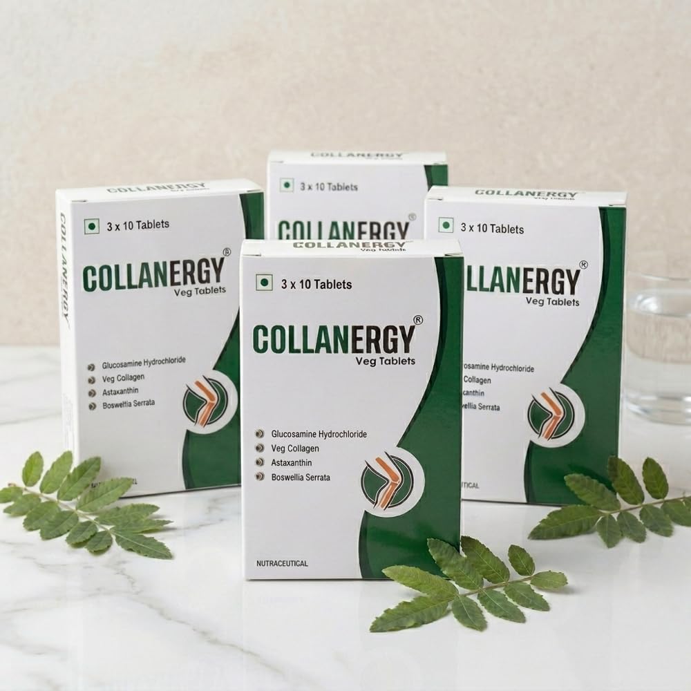 SHUBAN Collanergy Veg Tablets with Glucosamine Boswellia Astaxanthin Vegcol Formula Green Tablet Form Blister Packaging Supplement-image-49