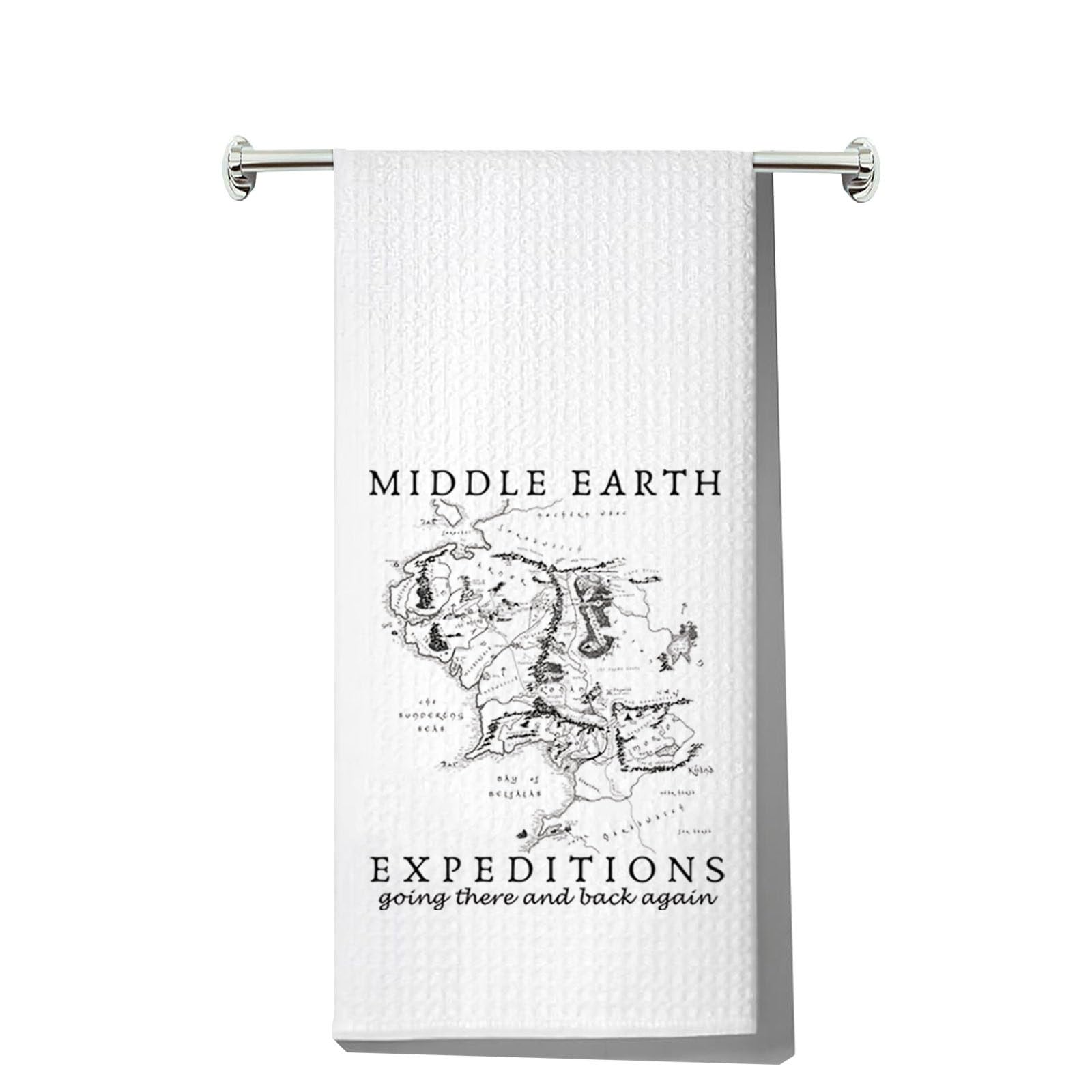 MYSOMY Middle Earth Kitchen Towel Middle Earth Map Gifts Lord Rings Gifts Middle Earth Kitchen Gifts (Middle Earth UK)