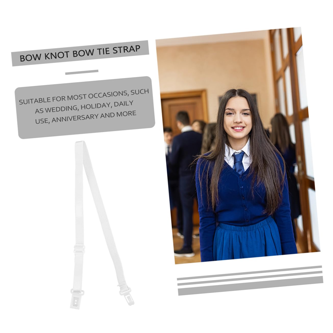 Veemoon 2sets Stylish Bow Tie Straps Elastic Bow Tie Extension Bands Graduation Formal Occasions 20pcs*2