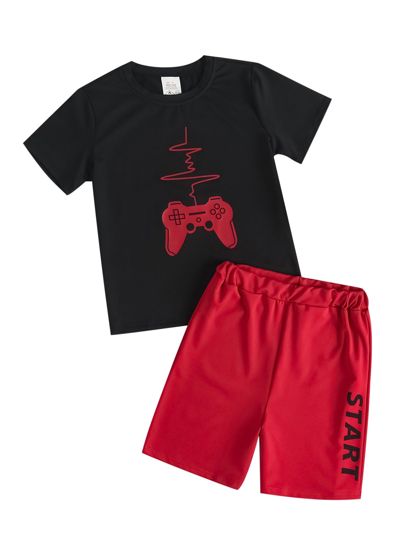 Conjunto deportivo transpirable de verano para niños, camiseta de manga corta con cuello redondo y pantalones cortos casuales para jugar a diario — view 11