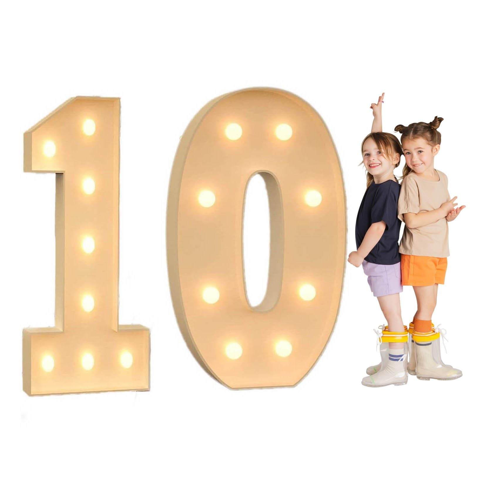 TQQEPOOL Light Up Letters Birthday Decoration,LED Letter Number Light Light Sign Decoration, Marquee Letters Number for Wedding Graduation Baby Shower(10,100cm)