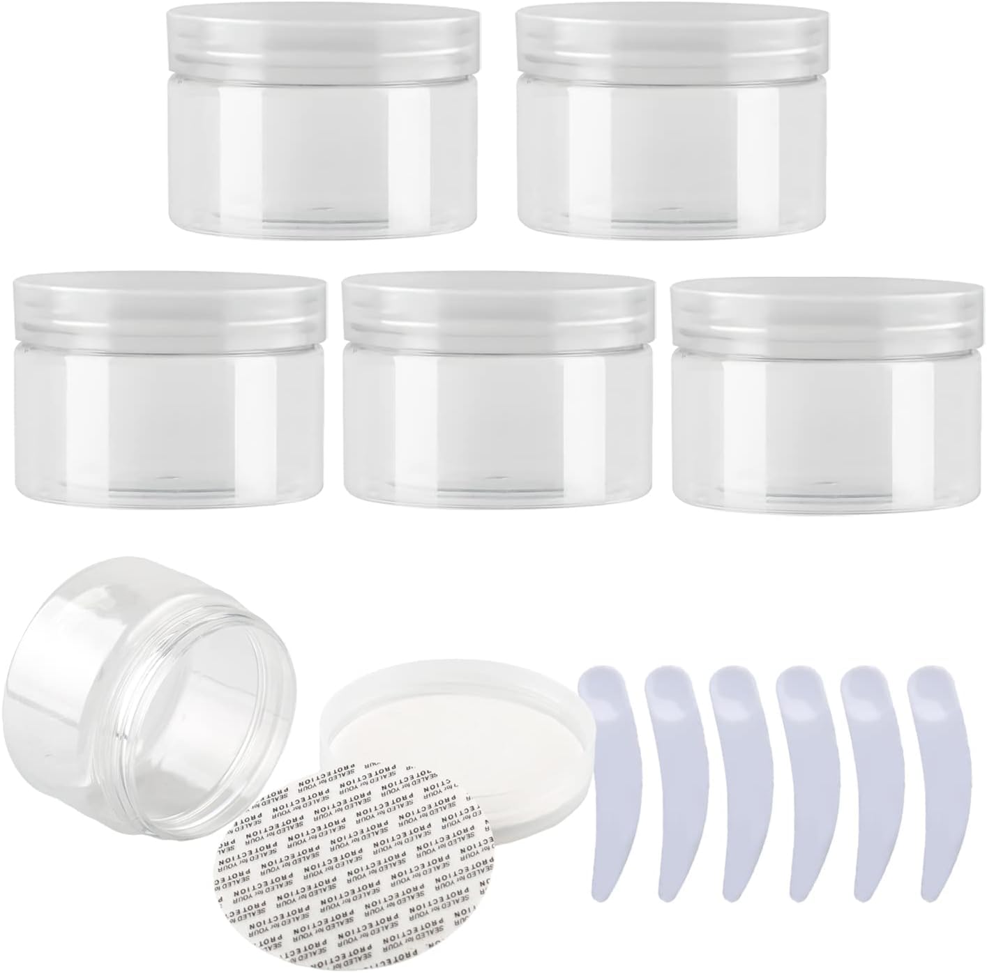 FLYIODFCXV cosmetic jar, Pack of 6,Plastic Cream Jars Cosmetic Pots with Clear Lids Containers for Toiletries(Transparent,150ml)