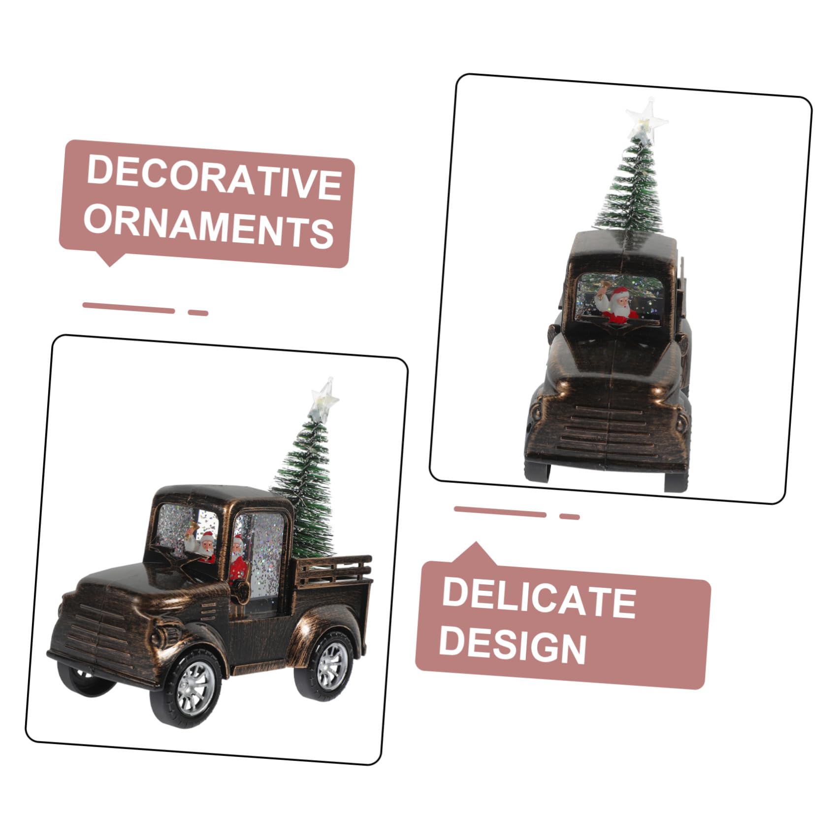 SHINEOFI Decorazione Natalizia Figurina Santa Claus Trattore e Luci a Batteria in Plastica e Resina per Esposizione da Tavolo per Natale e Scaffali