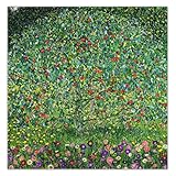 版画とポスター グスタフ・クリムト《りんごの木 I、1912》 キャンバス アート 絵画 有名なアートワーク 壁の装飾 ホーム インテリア 装飾 55x55cm フレームレス