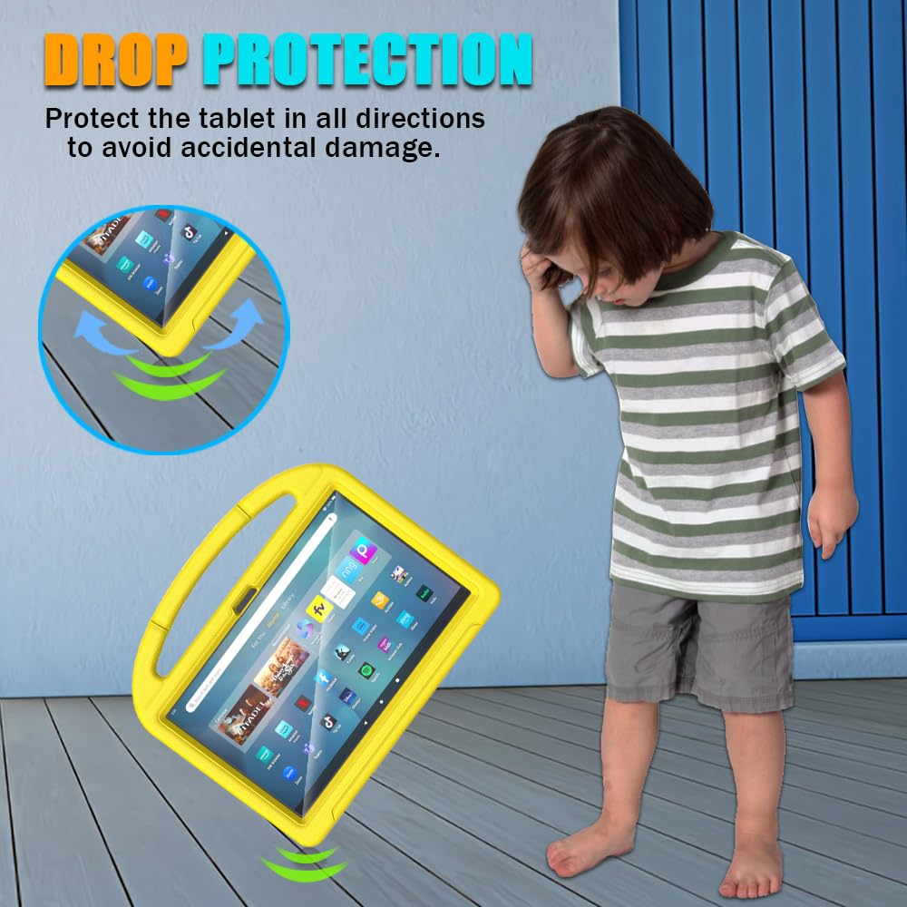 Mansiruyi Custodia per tablet da 11 pollici, non per tablet TCL Onn da 11", custodia leggera antiurto per bambini con protezione per lo schermo e maniglia di supporto, giallo