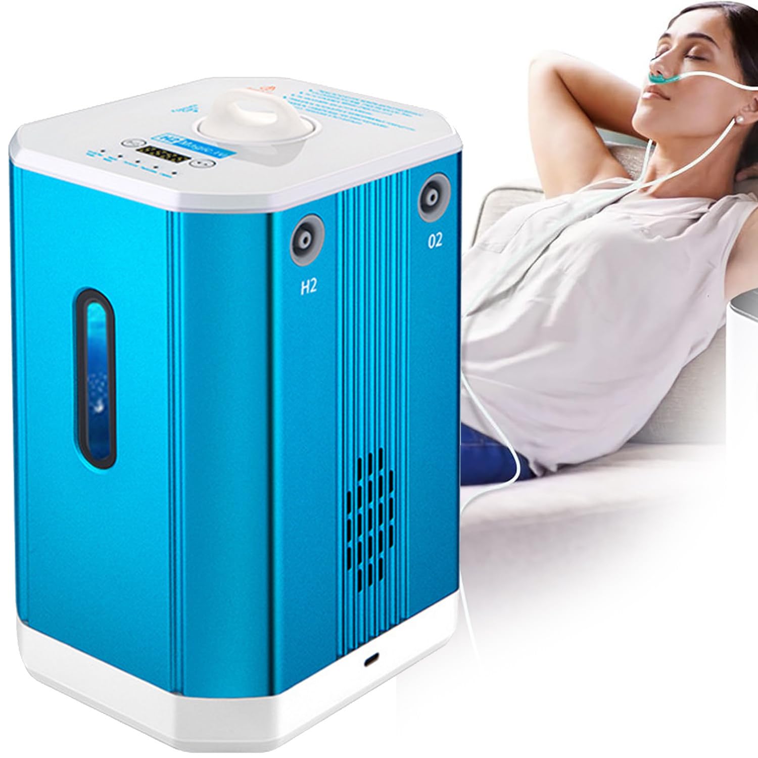 RETRIN Hydrogen Inhalation Therapy Device,Double-Port Inhaler,99.99% Pure 225ml/min-Blue