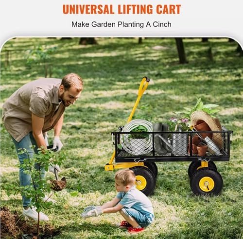 Garden Carts Heavy-Duty Yard Dump Wagon Cart Steel Lawn Utility Cart 900LBS - Thumbnail 2