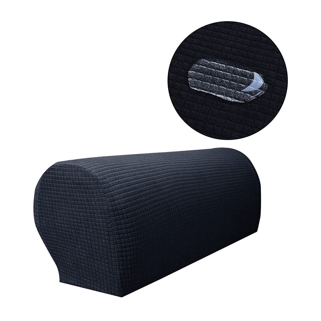 Xlabor Waterproof Armrest Covers Set of 2 Adjustable Spandex Non-Slip Armrest Protectors Arm Caps for Chair Sofa Armchair Couch Black - Image 2