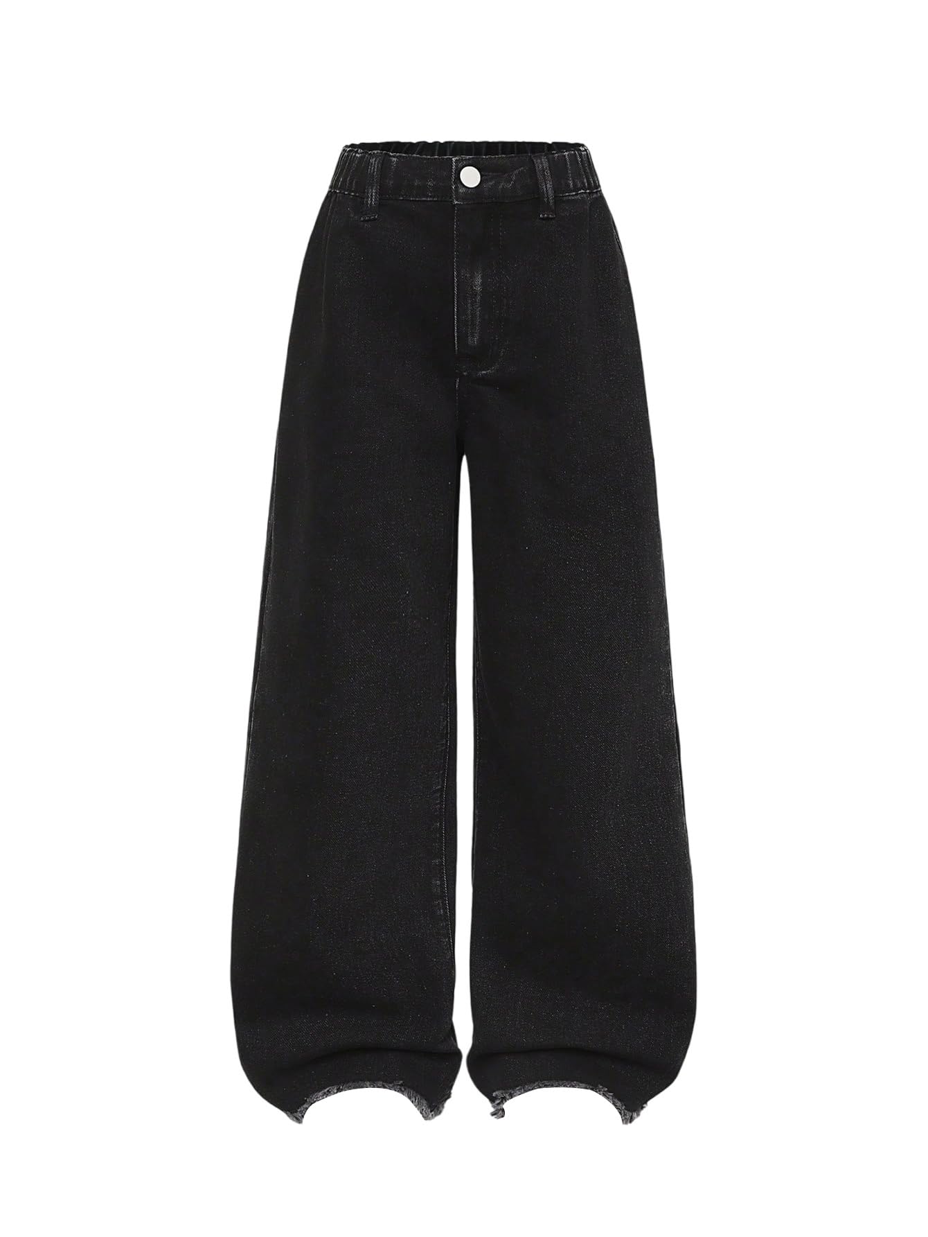 SweatyRocks Pantalones vaqueros holgados para niña, de cintura alta, pantalones vaqueros informales, pantalones vaqueros de pierna ancha, pantalones vaqueros con cintura elástica, ropa de calle, corte
