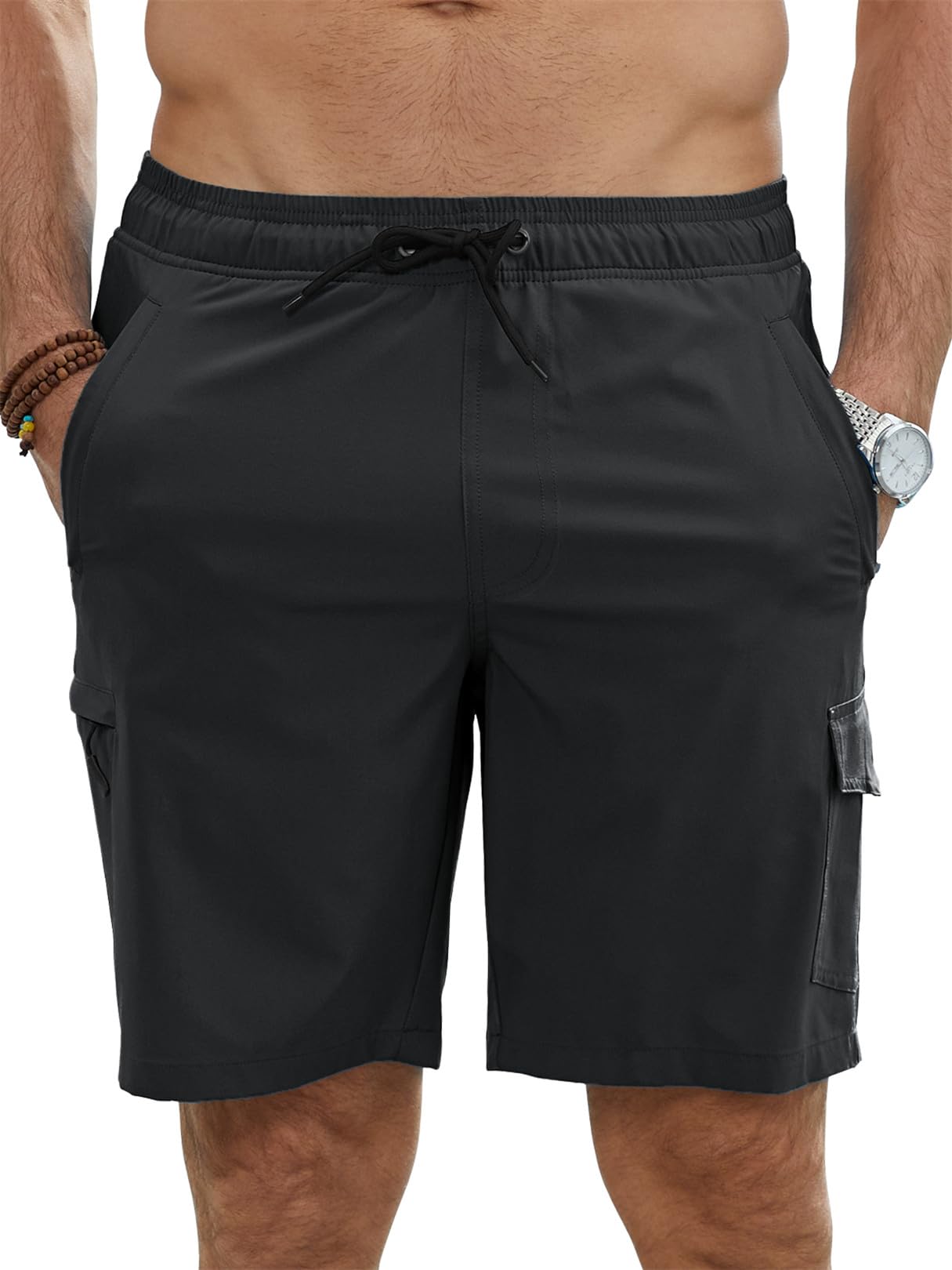 Bañador Hombre Bermuda Corto 2 en 1 Forro de Malla Natación Bañador Antirozaduras Hombre Secado Rápido Bolsillo con Cremallera Playa Impermeable Surf Traje de Bañadores Hombre con Cordón