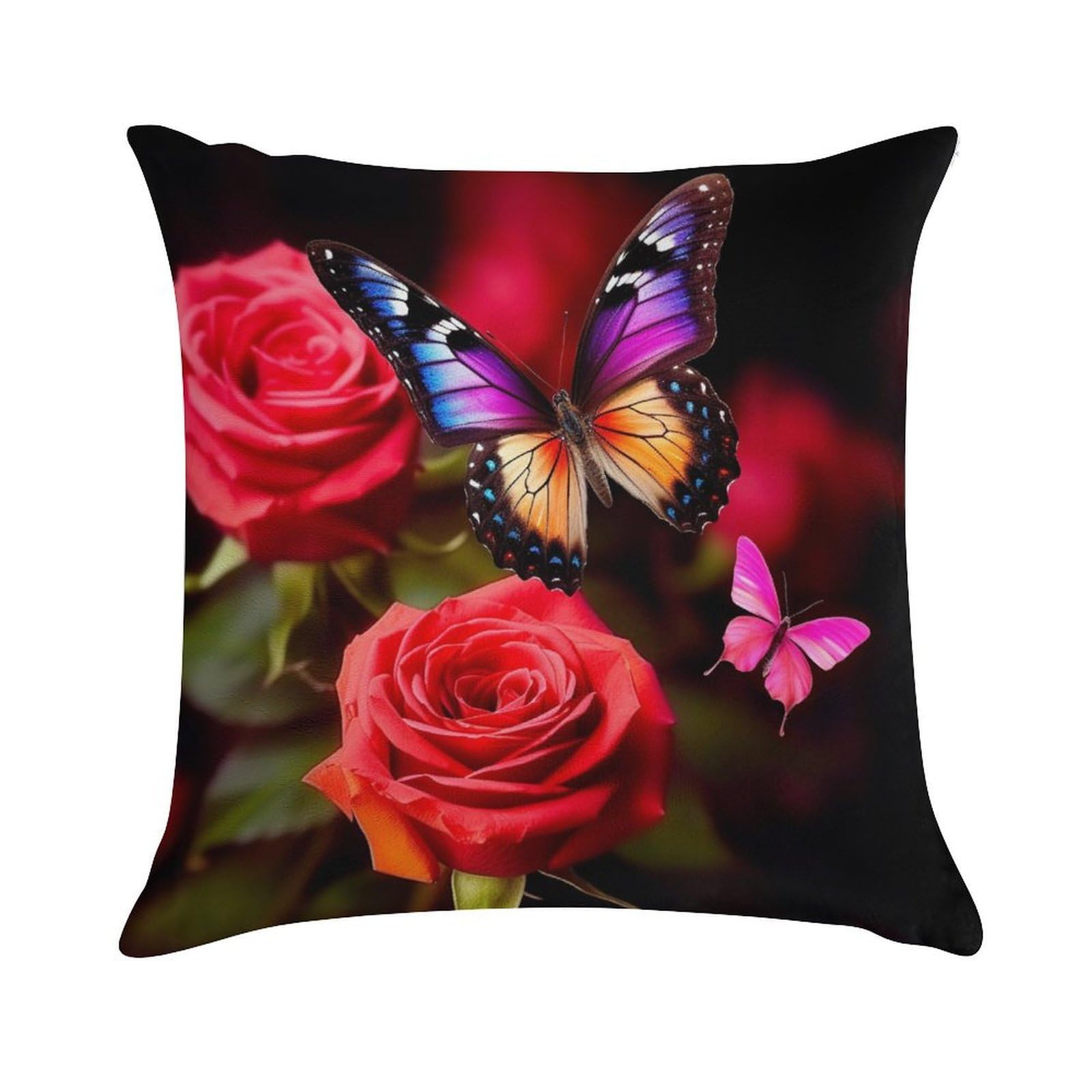 Khauerbc Butterfly And Rose Soft Cozy Throw Pillow Covers Decorative Cushion Covers Plush Boho Farmhouse Pillow Case With Zipper Throw Pillowcase For Bed Sofa Living Room Bedroom
