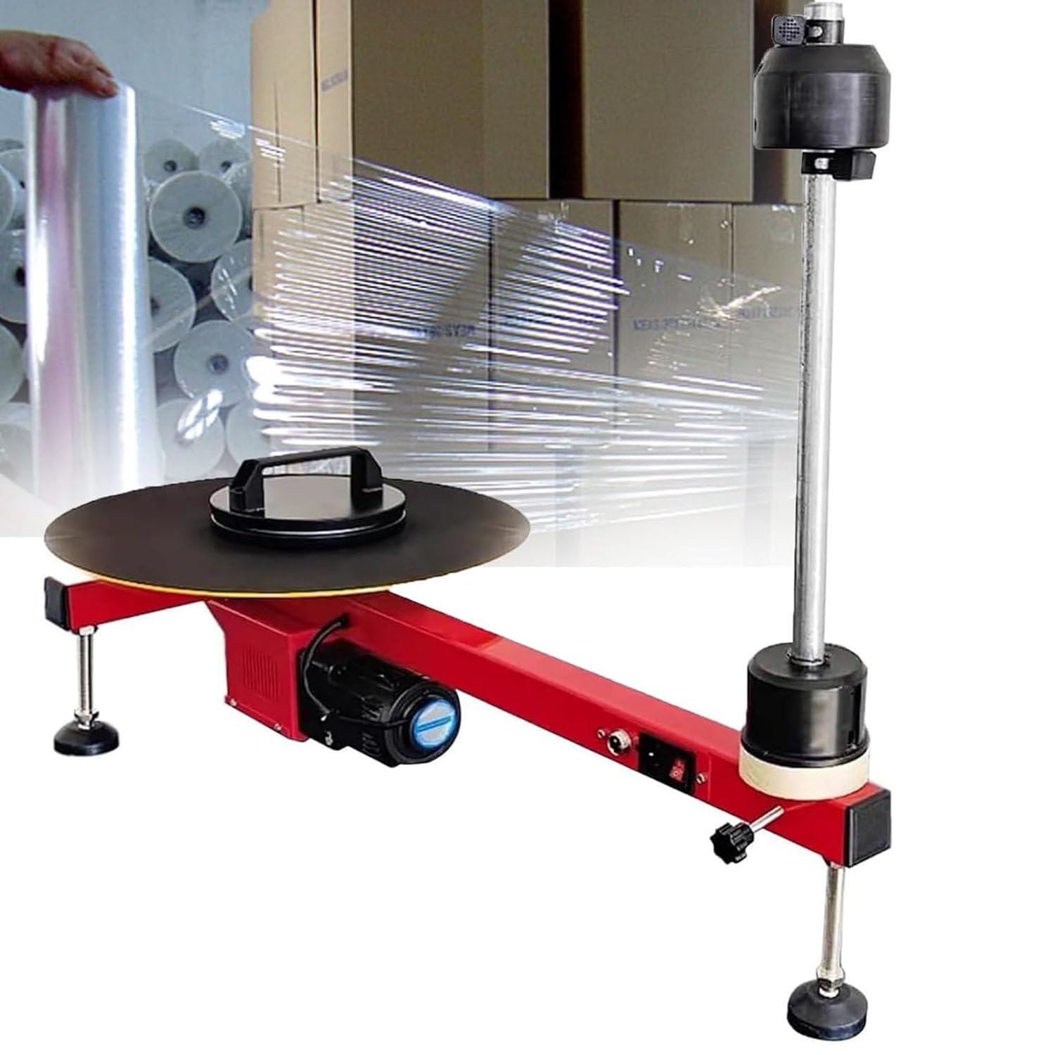 Electric Flat Film Packaging Machine Stretch Film Packaging Machine,Automatic Plastic Film Packaging Equipment,Carton Packaging Machine,Speed 30rpm,Turntable Diameter 40cm