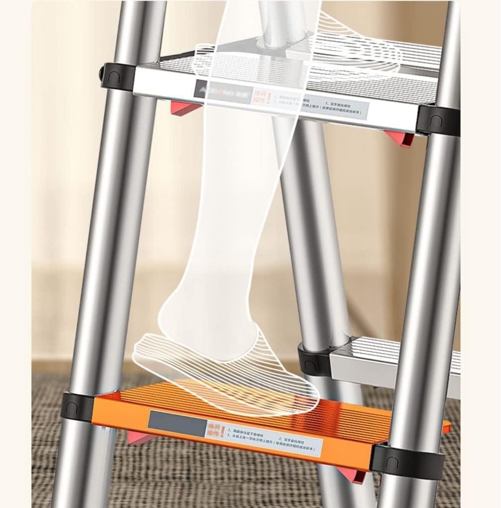 Step Ladder Home Telescoping Ladders Aluminum Type A Folding Ladder Portable Step Ladders for Indoor Outdoor Work, 330lb Folding Ladder Telescopic Ladder(Color:A,Size:4-Step Ladder)