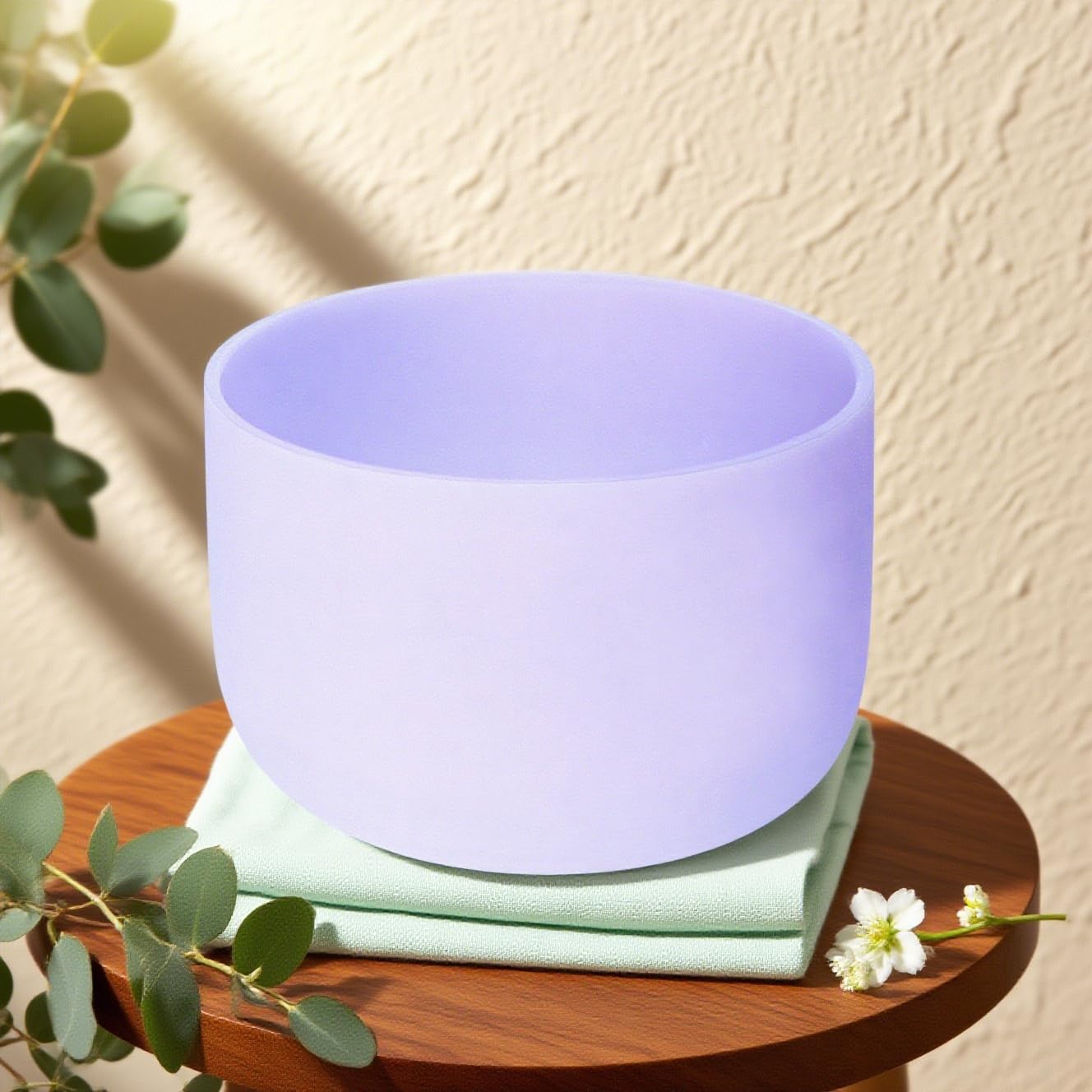 Hye-eun Set di 3 campane tibetane in cristallo, 432 Hz, colore viola, con custodia per il trasporto, per il relax, la guarigione dello yoga