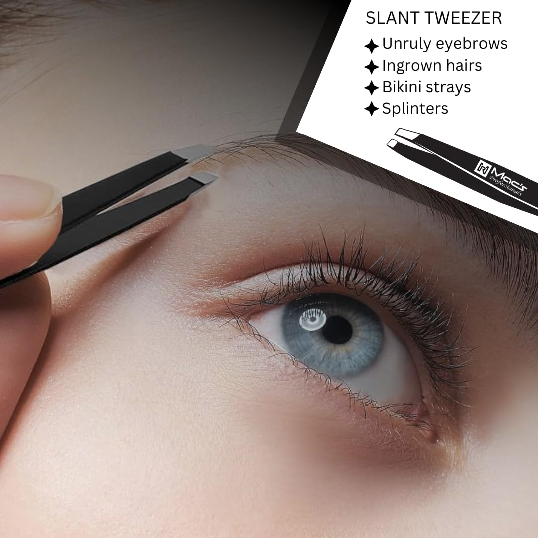 Juego de pinzas – para depilar cejas, vello encarnado, lo mejor para el vello de las cejas, depilación facial, precisión de acero inoxidable, puntas puntiagudas que se unen perfectamente. (Juego de 3