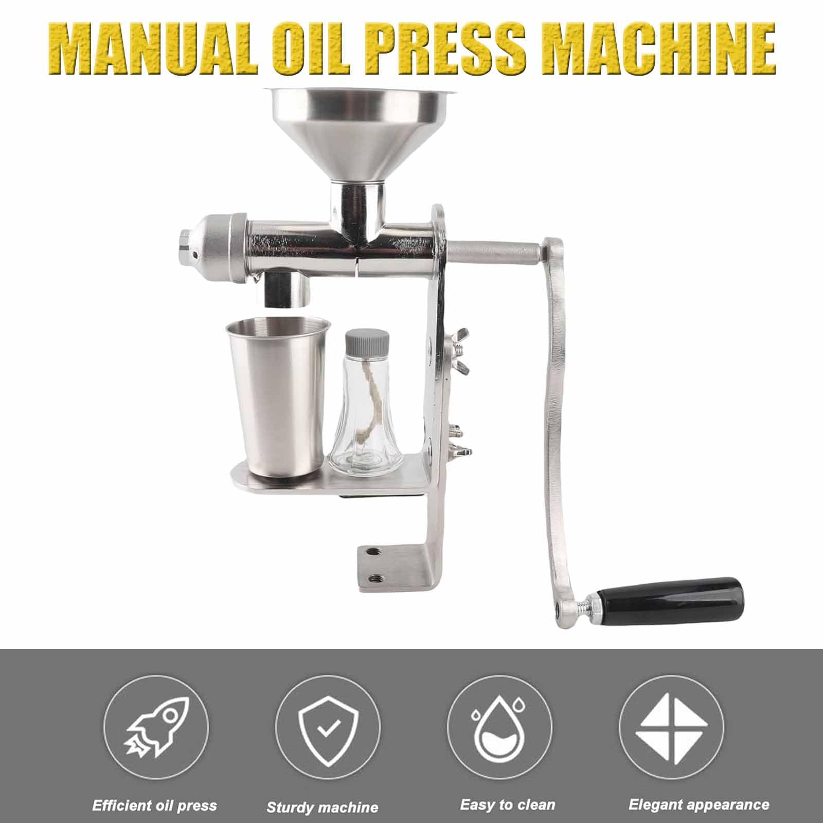 Edelstahl Ölpresse Maker, Manuelles Heiß-Kaltöl Werkzeug mit Tischclip, Rostbeständig und Geräuscharm für Erdnuss, Sesamöl Extraktion