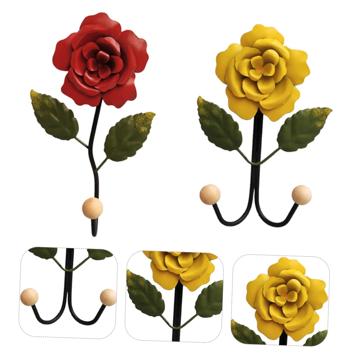 Alipis 4pezzi Ganci Da Muro Design Rosa Da Appendini Decorativi Per Chiavi e Abbigliamento Pratici e Compatti Per Ufficio e Casa