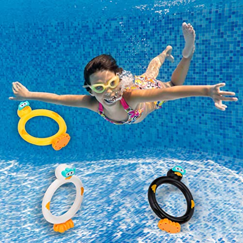Image of Diving Pool Toys Underwater Swimming Ring Duck Diving Ring, 3 Pack