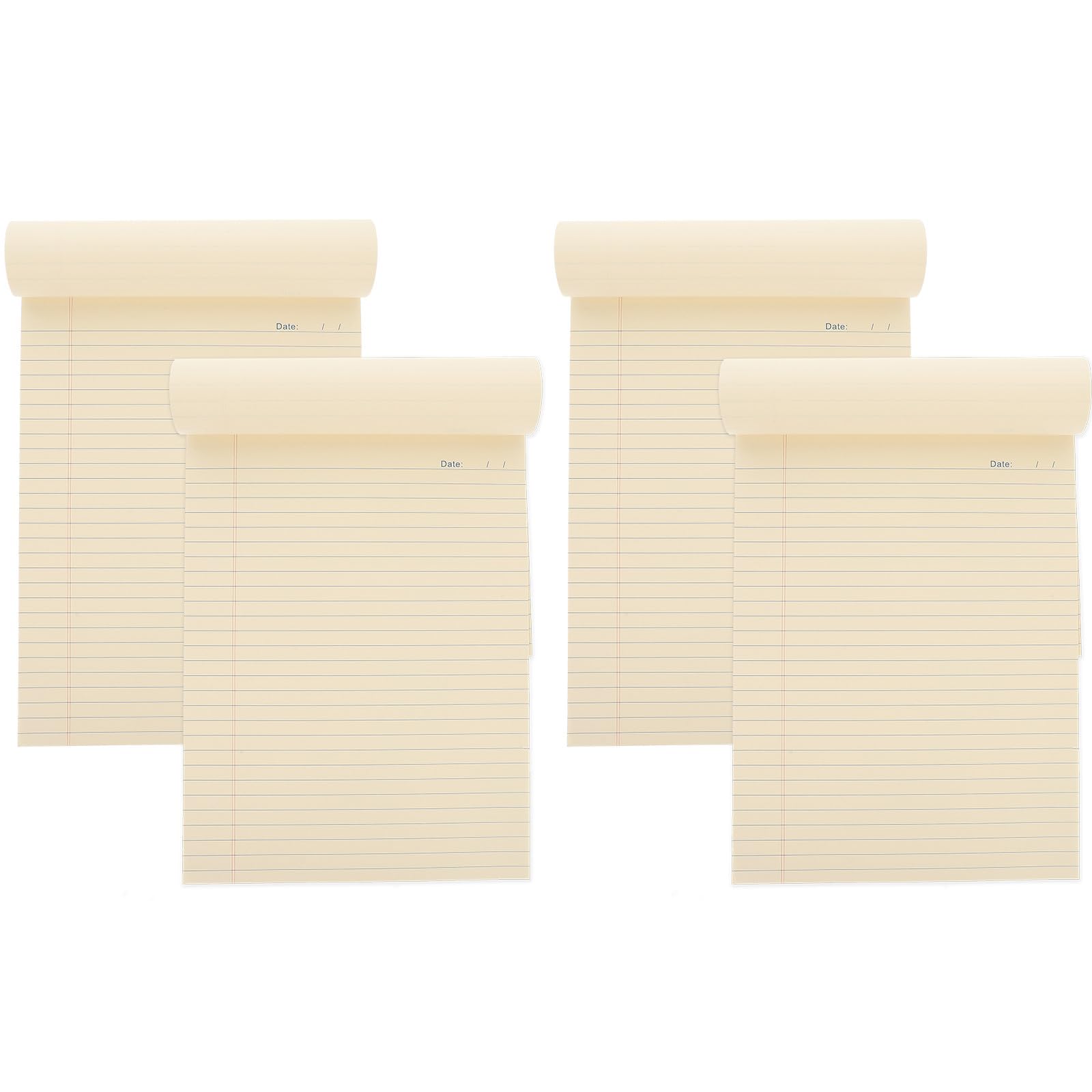 Lurrose Blocco Note 4 Pezzi A4 Carta Beige a Righe Spessa senza Data, Pratico Quaderno per Appunti e Pianificazione da Scrivania, per Studenti e Ufficio
