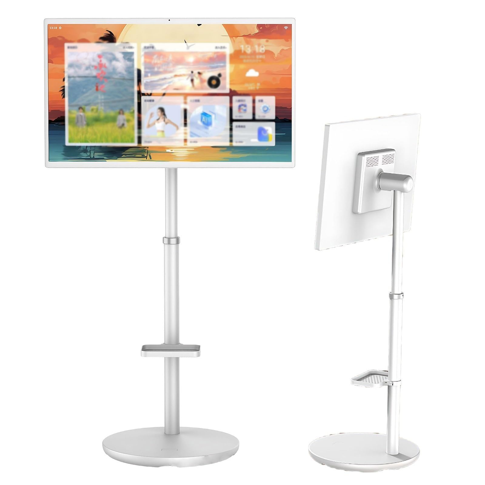 TV con Pantalla TáCtil 32 Pulgadas, TV Inteligente PortáTil Tipo Tableta con Ruedas, Soporte Suelo Ajustable, BateríA Mayor Capacidad 12000 Mah, RotacióN Completa, para Hogar, Oficina