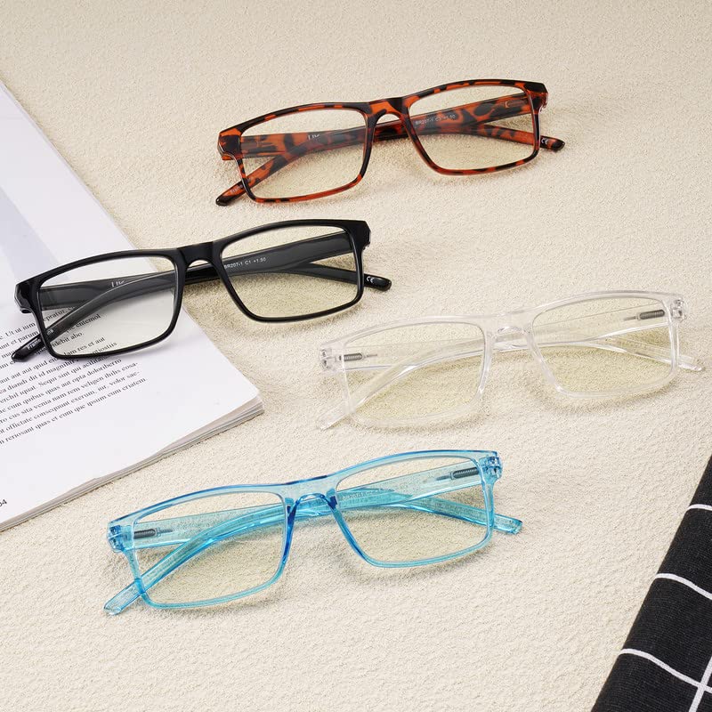 Image of 4 Pack Reading Glasses Blue Light Blocking with Spring Hinges Men Women