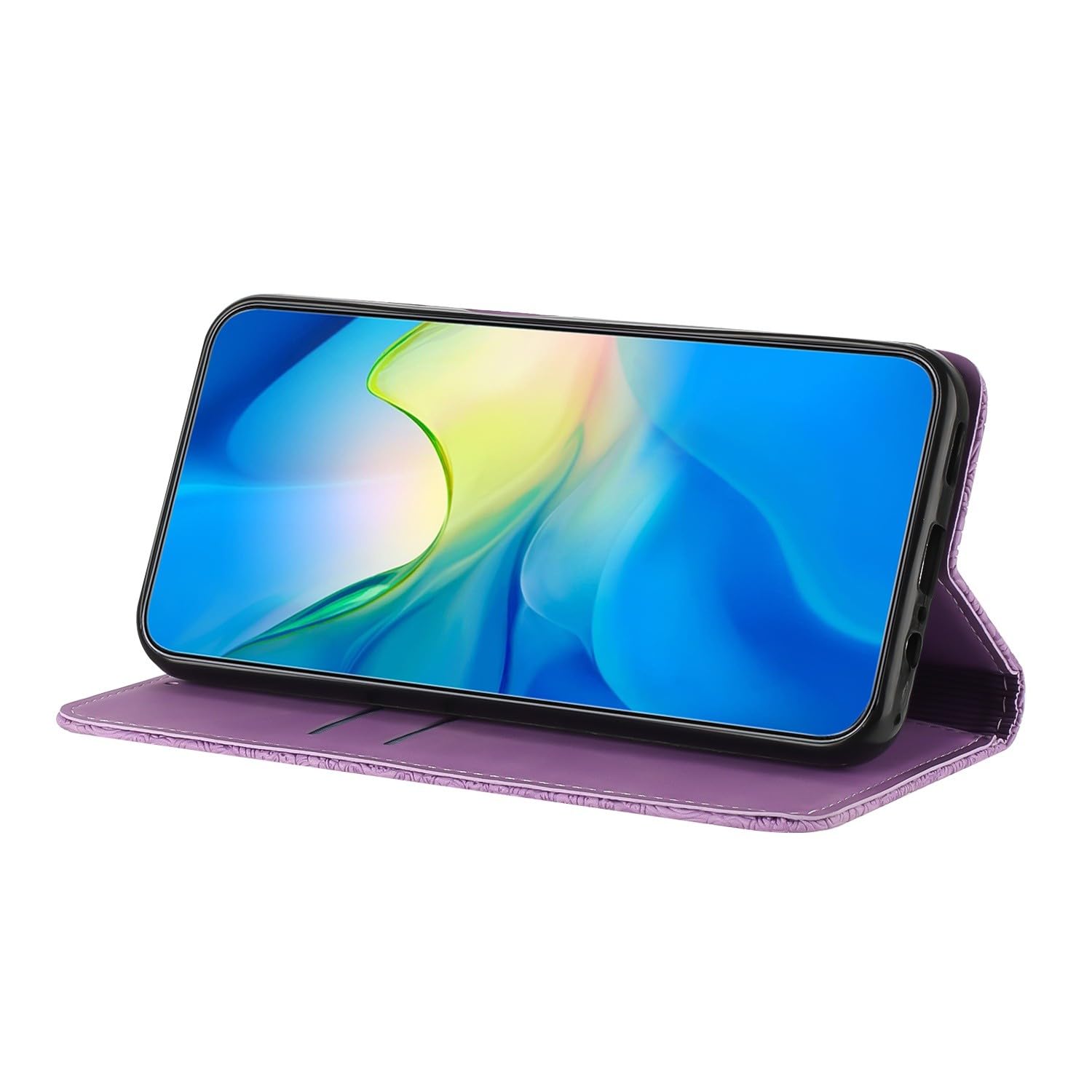 Étui compatible avec Samsung Galaxy S10 4G (couleur : violet) Étui portefeuille en cuir à rabat magnétique avec motif solide