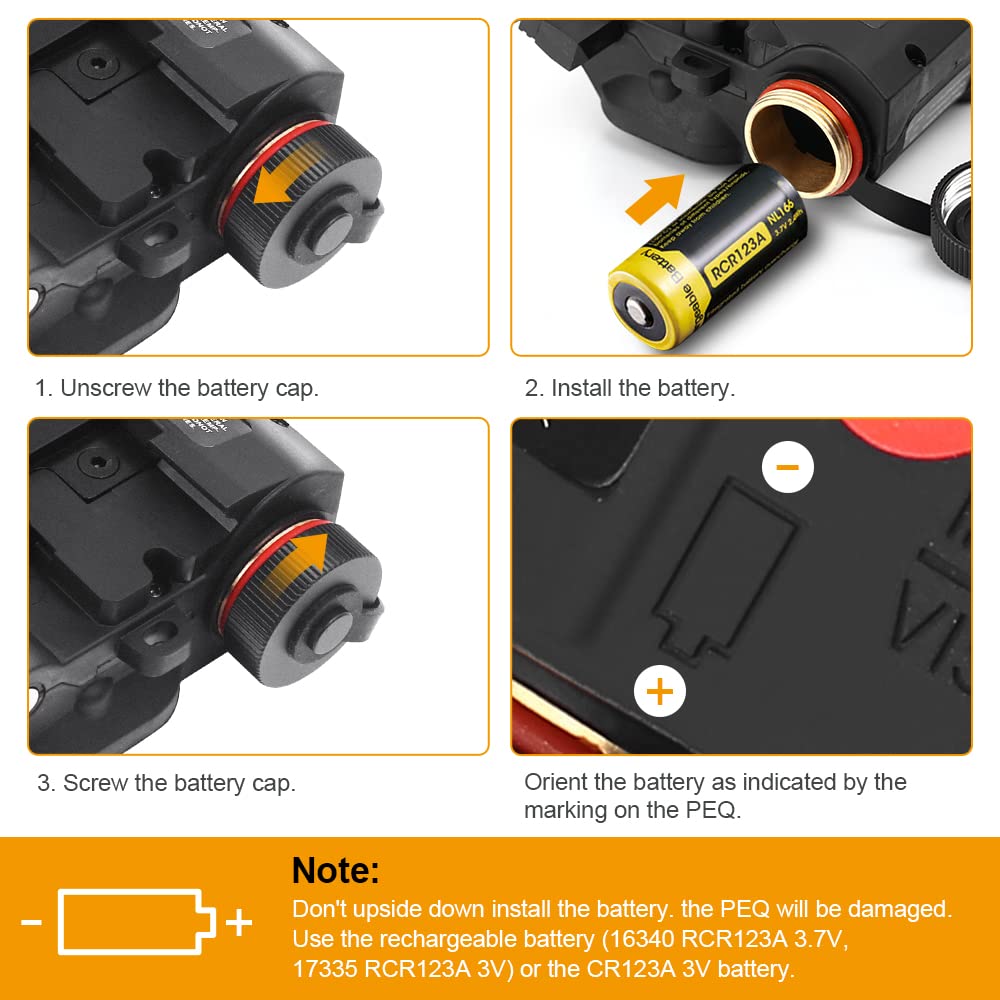 FMA AN/PEQ-15 Batería + Linterna LED Blanca 20 mm Rail Airsoft PEQ para AEG GBB CQB, Gris