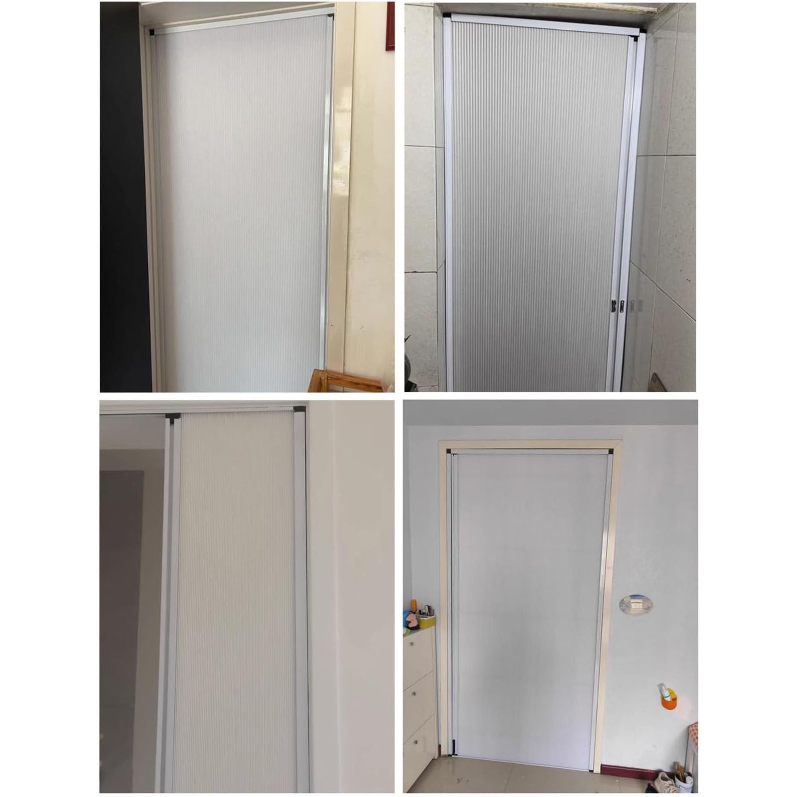 Wewnętrzne drzwi harmonijkowe, przesuwane drzwi składane z aluminiową ramą i tkaniną komórkową, 203 cm wysokości białe chowane drzwi składane do kuchni, toalety, spiżarni, bramy,24x80in(61x203cm)
