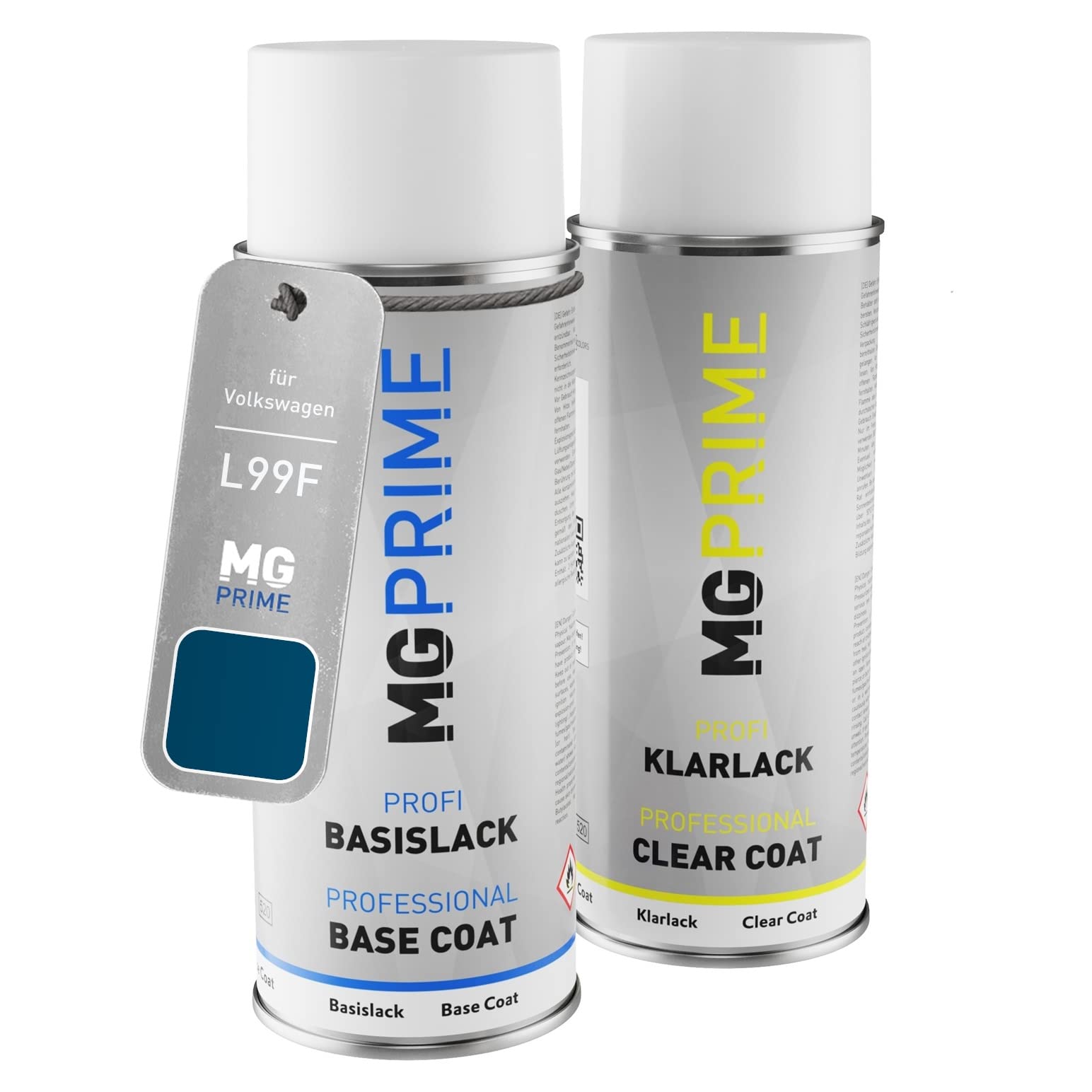 Mg Prime Bahamablau Metallic Car Paint Spray Can Set For Volkswagen Vw L99f / 99F / Y3 /Bahama Blue Metallic Base Coat Clear Coat Spray Can 400Ml