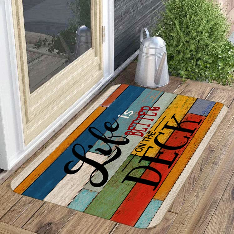 BXFAHZJ-Like-is-Better-On-The-Deck-Door-Mat-Farmhouse-Deck-Theme-17×30-Inch-Lake-House-Deck-Indoor-Outdoor-Entrance-Doormat-Decor-for-Home-Bedroom BXFAHZJ Like is Better On The Deck Door Mat Farmhouse Deck Theme 17×30 Inch Lake House Deck Indoor Outdoor Entrance Doormat Decor for Home Bedroom