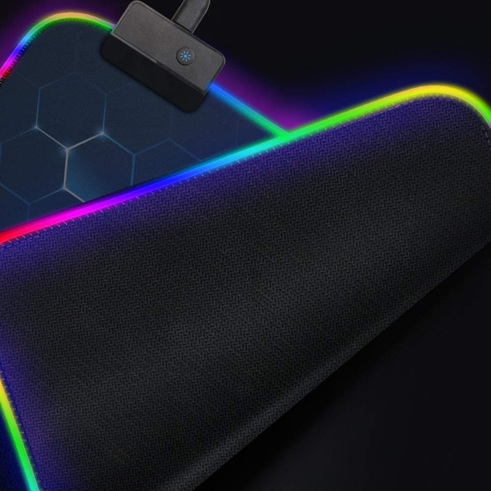 Alfombrilla De Ratón Led Grande for Juegos,Alfombrilla De Escritorio Colorida De Red con Modos De Iluminación RGB,Almohadilla De Juego Creativa,Alfombrilla De Mesa De Computadora Impermeable De Goma A