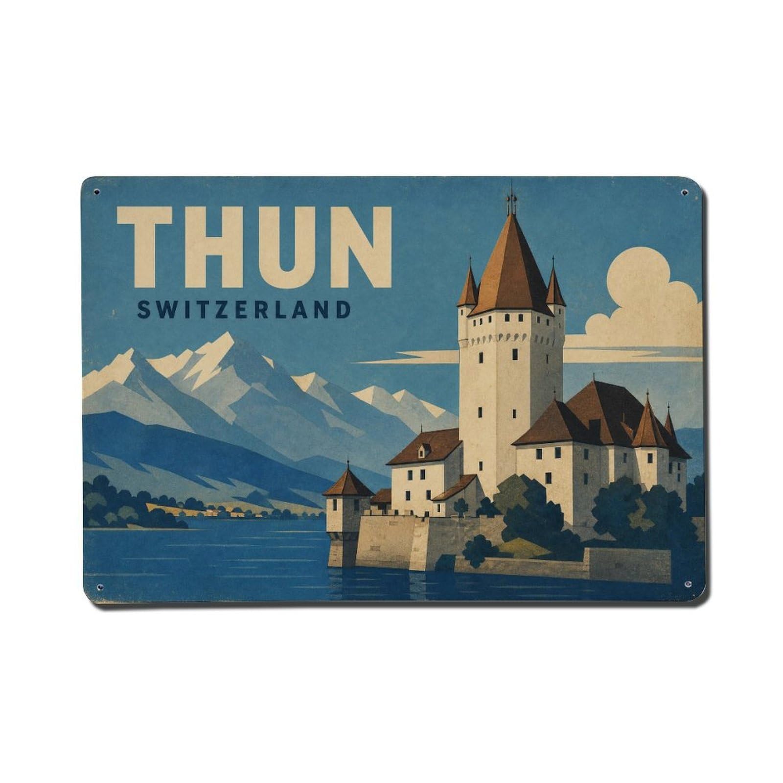 Retro Travel Switzerland Thun Metal Tin Sign