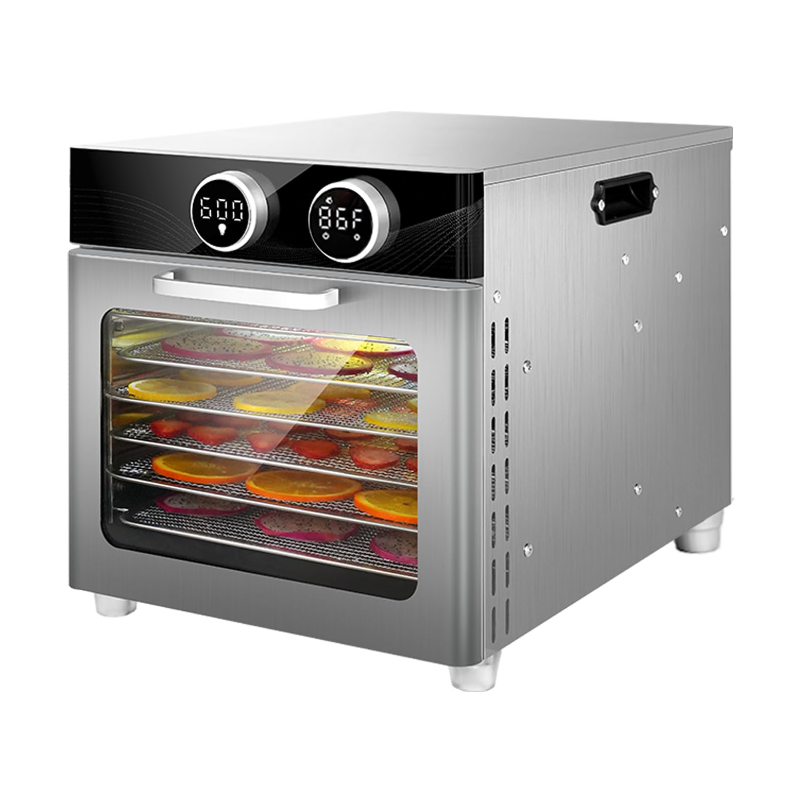 Food Dehydrator with 6 Stainless Steel Trays, with Electronic knob, 194°F Temperature Adjustable and 0-15 Hour Digital Timer, 800W dehydrators, low noise, for Dog Treats, Meat, Fruit, Jerky and Herbs