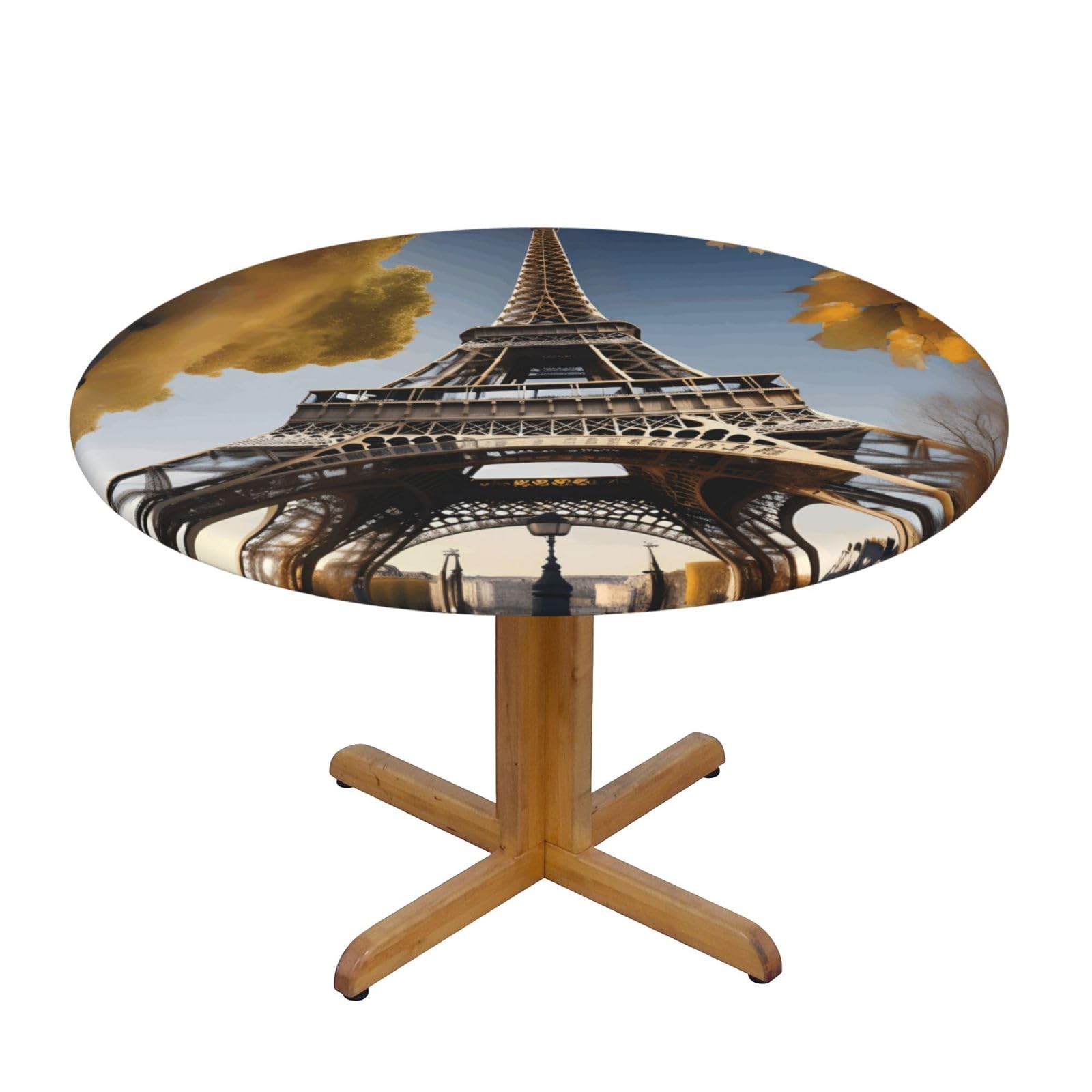 Cityscape Paris Eiffel Tower France Print Round Tablecloth Waterproof Table Cover Wipe Clean Washable Table Protector For Dining Room