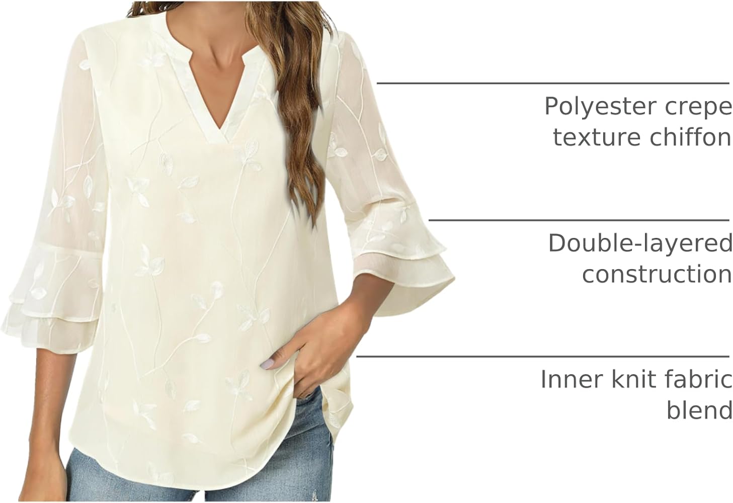 Lotusmile Blouses for Women Dressy Casual, Notch V Neck