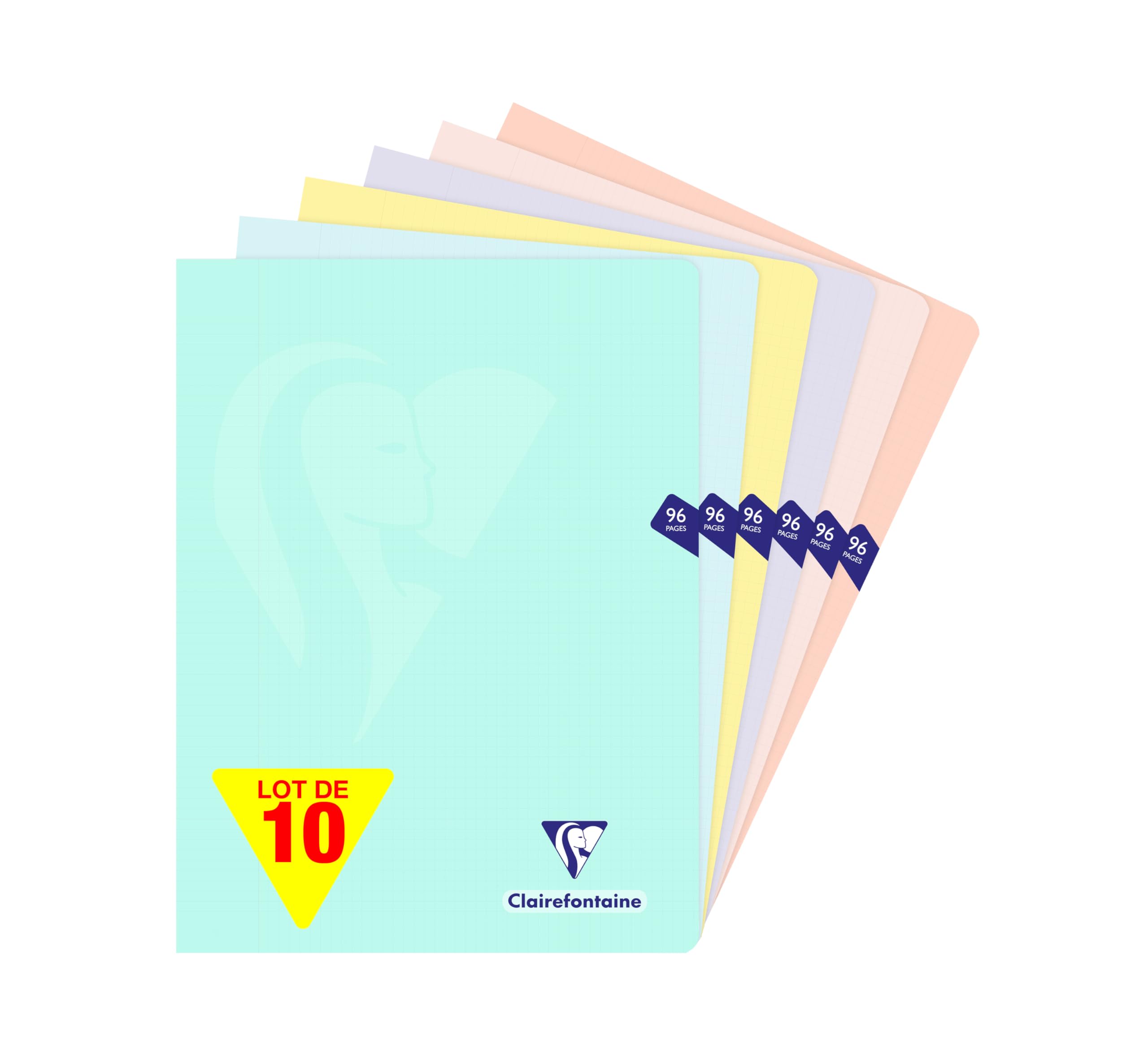 Clairefontaine 308368Cpack Lot 10 Cahiers 24x32 96p Petits Carreaux Marge