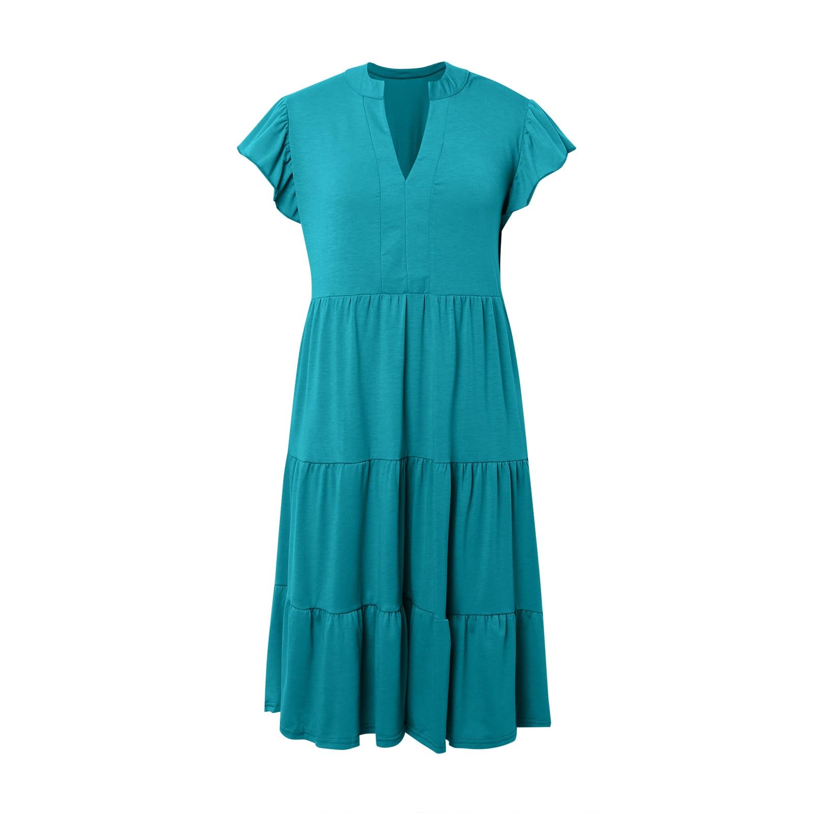 Vestido Midi Casual de Verano para Mujer con Cuello en V y Mangas Voladas Estilo Boho Playa 2026