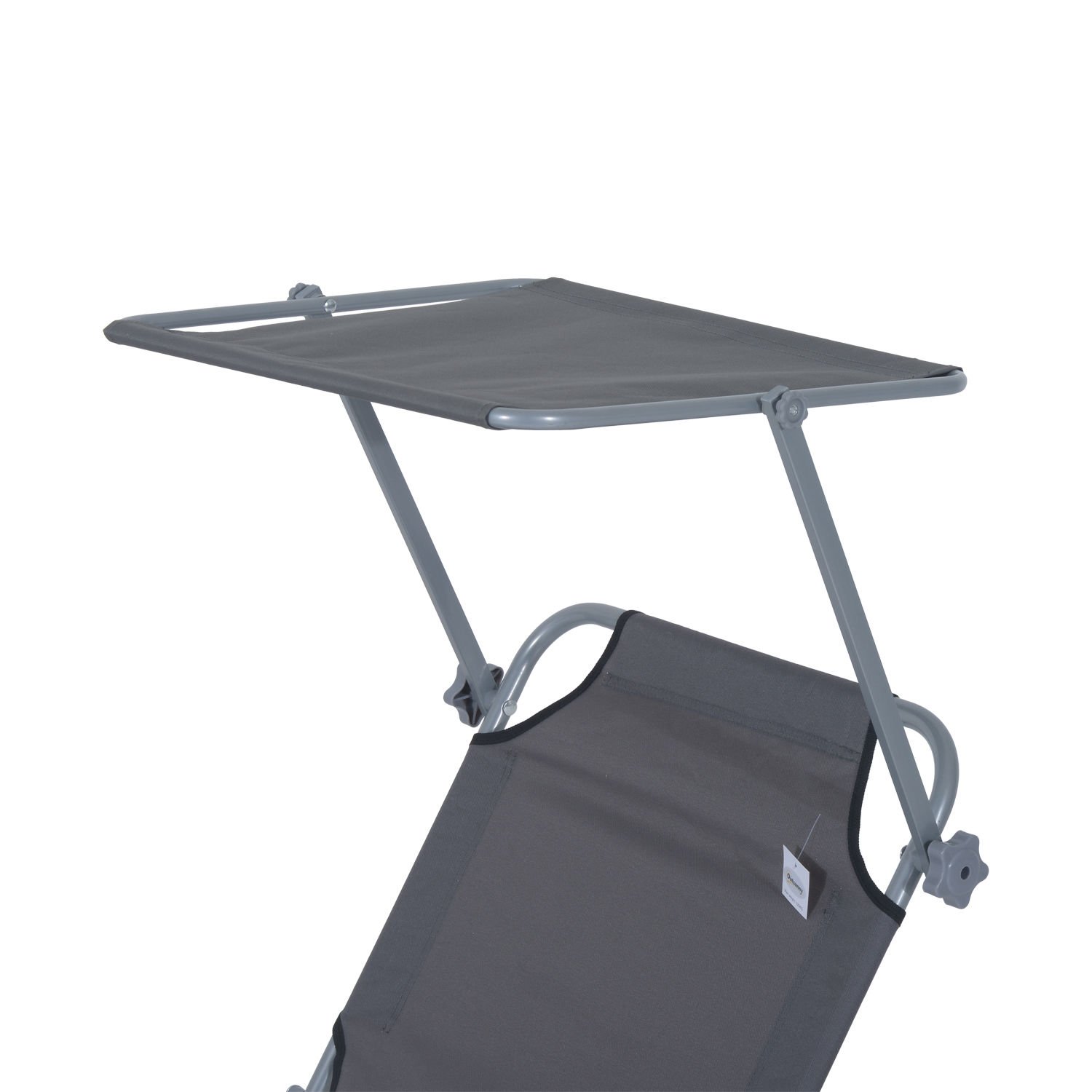 Outsunny Sonnenliege klappbar Gartenliege mit Dach, Liegestuhl mit 4-Fach verstellbare Rückenlehne, wetterfeste Campingliege bis 120 kg belastbar, für Garten Strand Pool, Grau