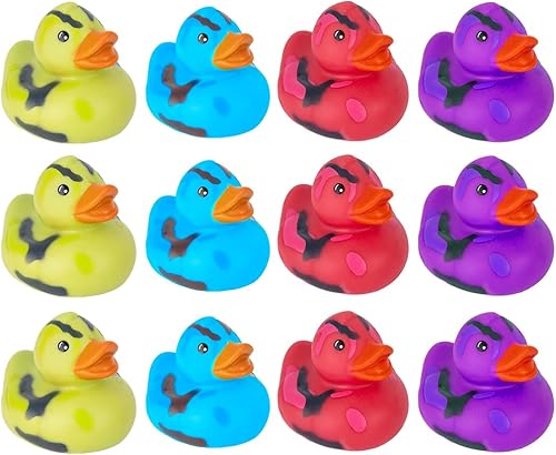 Miniatura 2 de ArtCreativity Patos de goma de camuflaje de 2 pulgadas, paquete de 12, bonitos juguetes de piscina de pato en varios colores, ideales para fiestas