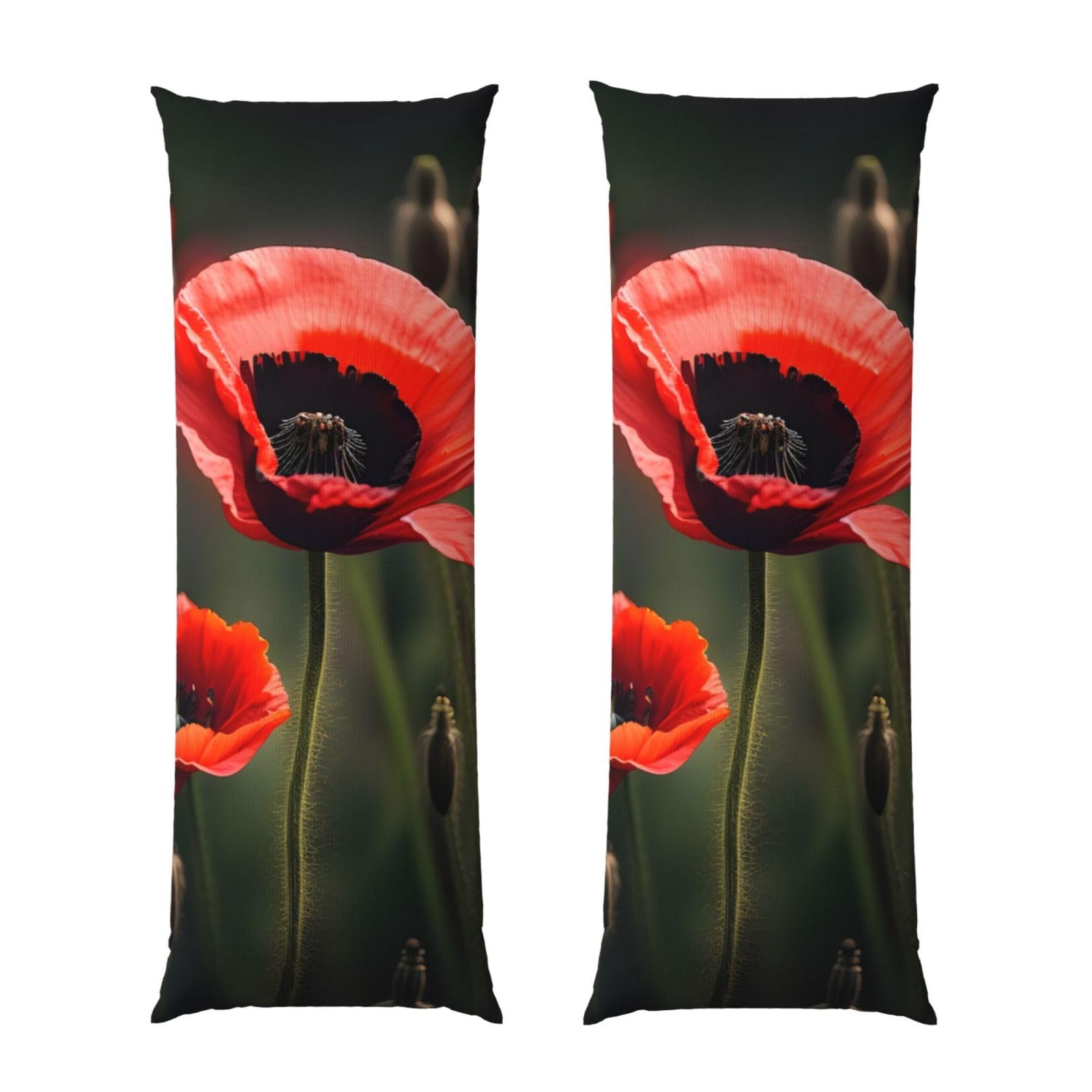 Housse de coussin de corps coquelicot rouge : taie d'oreiller longue et ultra douce