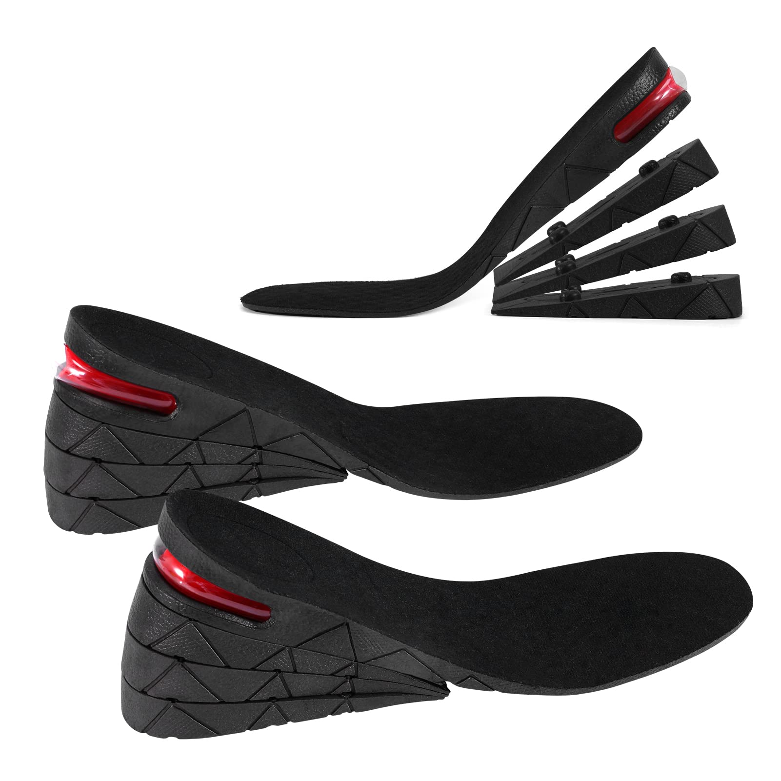 Height Increasing Shoe Insole, 3 cm/5cm/7cm/9cm Adjustable 4-Layer Orthotic Air Cushion Heel Insert Increase Insole for Unisex Men Women Comfortable Breathable Replacement Insoles