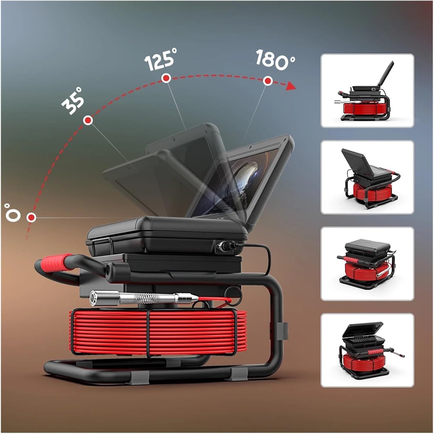 Drain Inspection Camera 10" Sewer Pipe Inspection Camera with 16G Video Card Meter Counter Keyboard Sewer Drain 1080P HD IP68 Industrial Endoscope 17MM