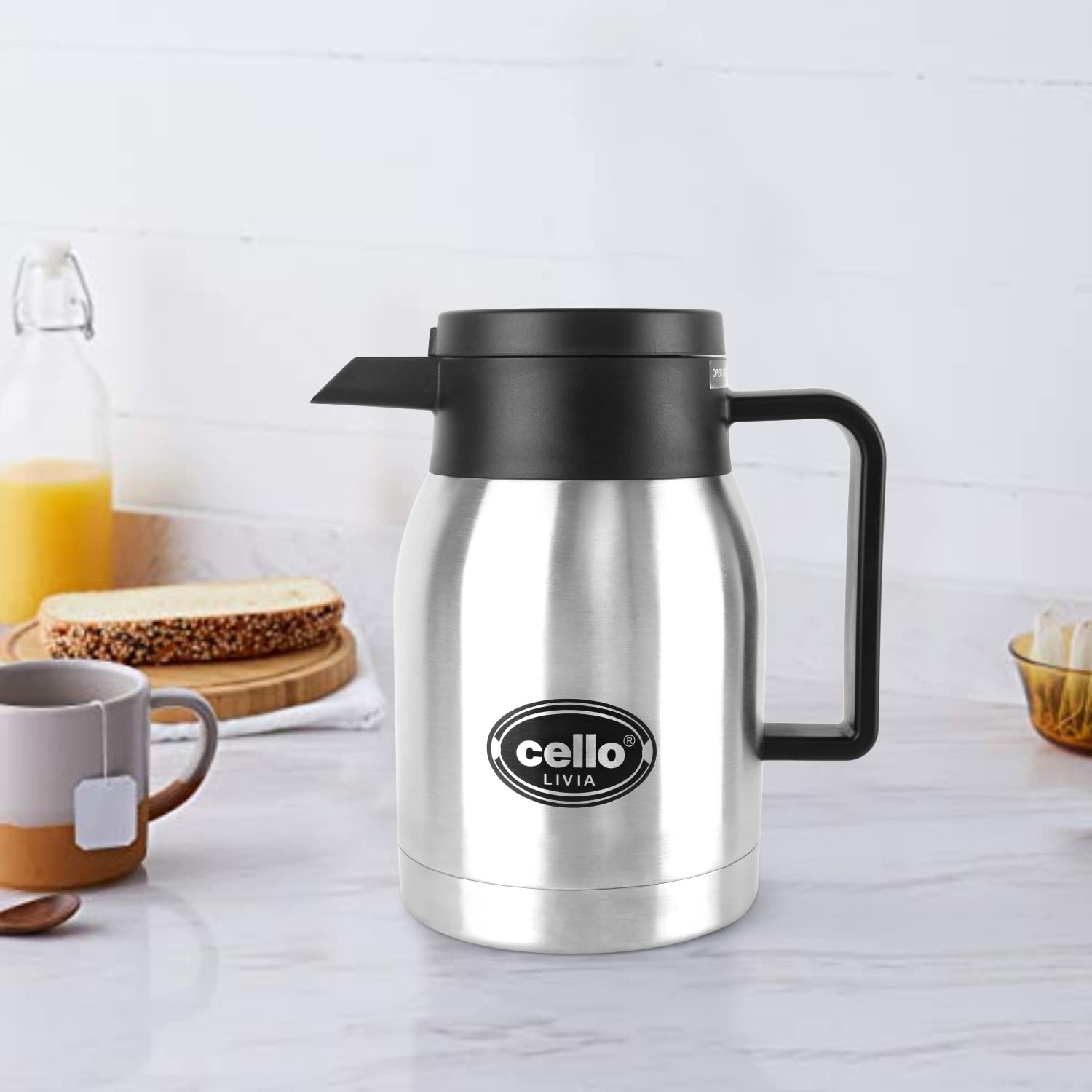 Cello Livia Stainless Steel Carafe, 350ml, Silver - Image 2 thumbnail