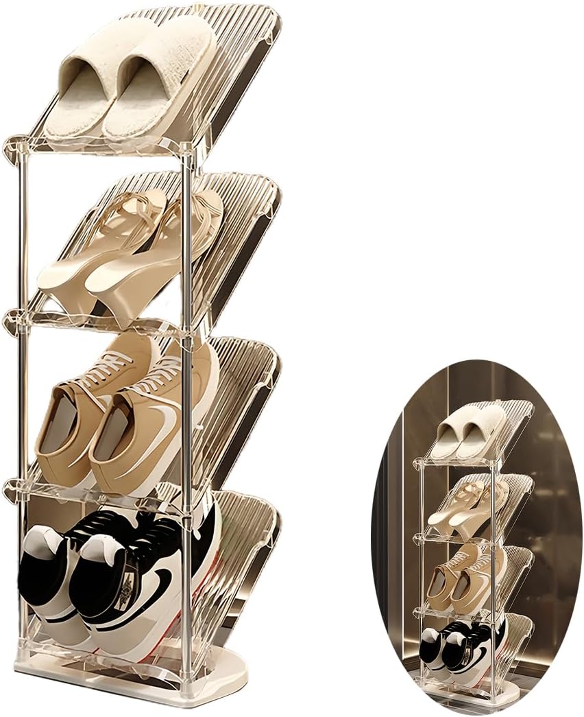 Tumecos 6-Tier Plastic Detachable Shoe Rack,Vertical Shoe Storage Organizer Holder,Free Standing Shoe Racks,Stackable Storage Shoe Cabinet,Narrow Shoe Shelf for Entryway or Bedroom,Space Saving