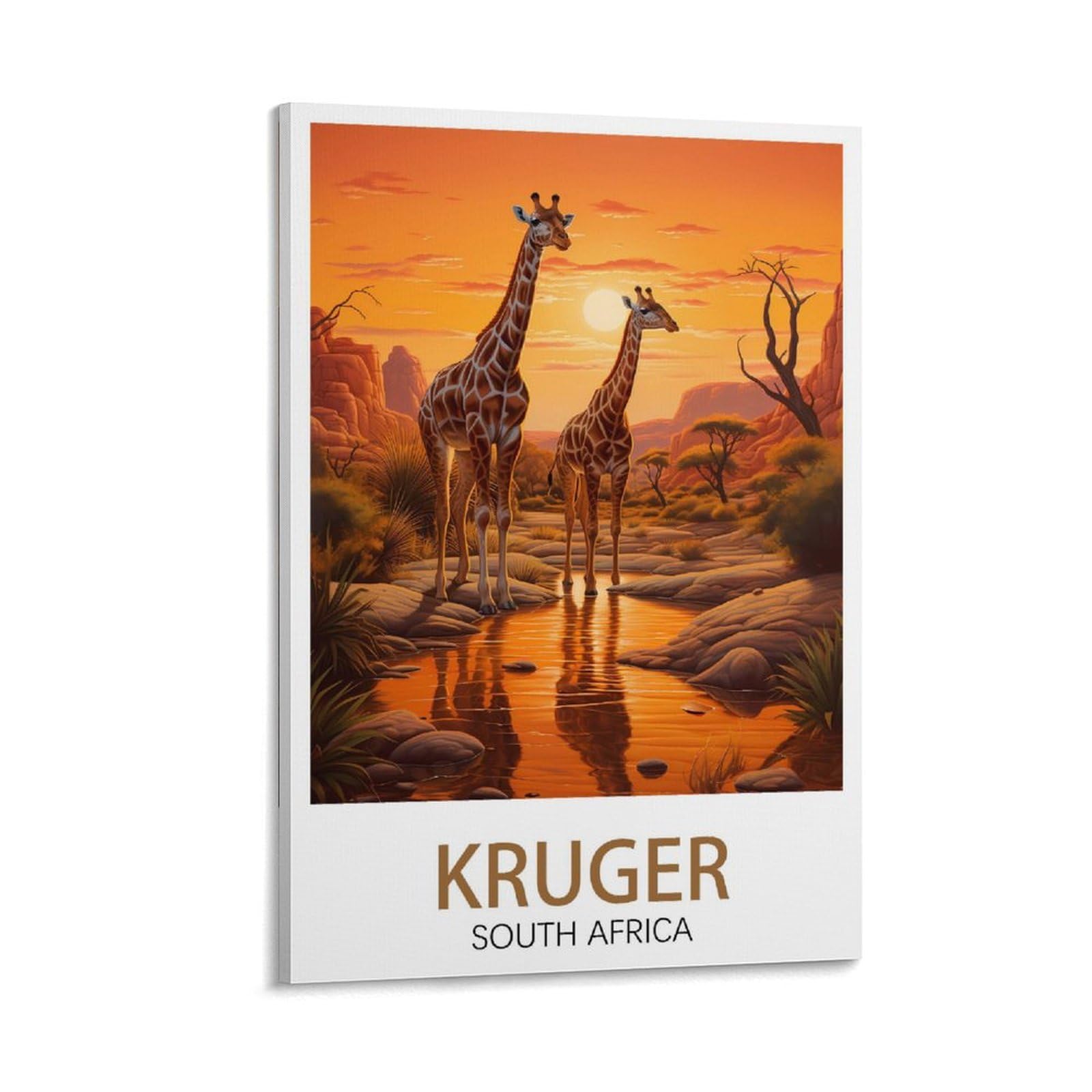 LHJOIUN Kruger South Africa Vintage Travel Posters Sunset 08x12inch(20x30cm) Art Canvas Print For Living Room Bedroom Home Decoration Modern Art