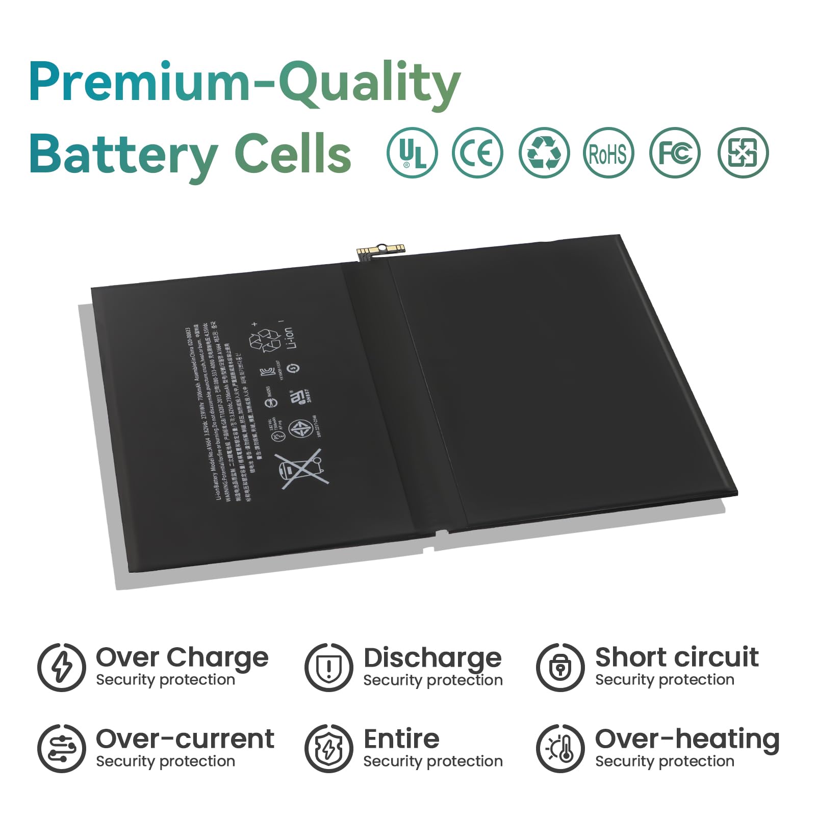 A1664 Batería para iPad Pro 9.7 A1673 A1674 A1675 iPad6,3 iPad6,4 EMC 2976 2977 32GB/128GB/256GB MLMP2LL/A MLMW2LL/A MLN02LL/A MLMN2LL/A MLMV2LL/A MLMY2LL/A MLMQ2LL/A MLMX2LL/A MLMP2B/A MLMW2B/A