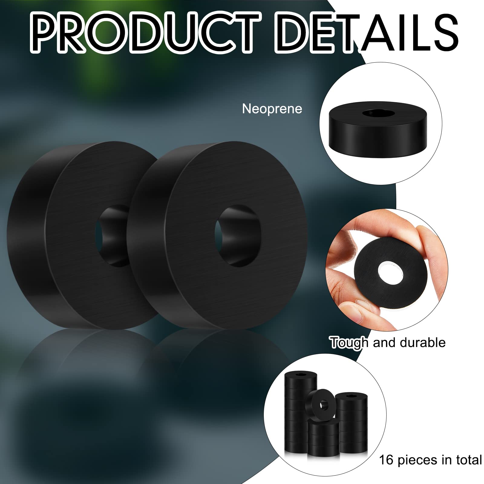 Multi Purpose Rubber Spacer 1 Inch OD X 3/8 Inch ID X 1/
